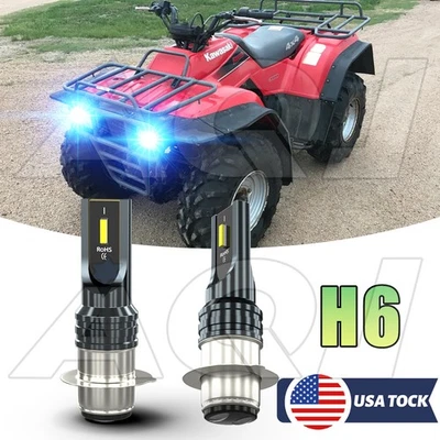 For Kawasaki Bayou 220 1988-2002 - 2PC 8000K Ice Blue LED Headlights Bulbs Kit Foto 1 de 4