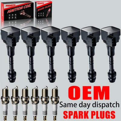 6X OEM Ignition coil & Iridium Spark Plug For Nissan Frontier Xterra Quest UF349 - Image 1 of 4