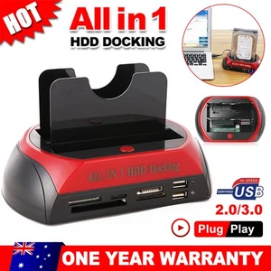 2.5'' 3.5'' External HDD Docking Station Kit HUB OTB Hard Disk Drive Card Reader - Picture 1 of 14