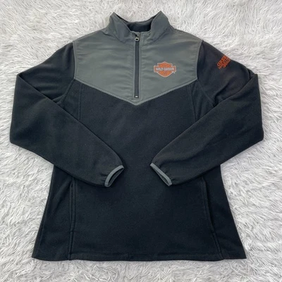 Chaqueta Harley Davidson Mujer Mediana Negra 1/4 Cremallera Tecnología Polar Pullover Informal M Foto 1 de 4