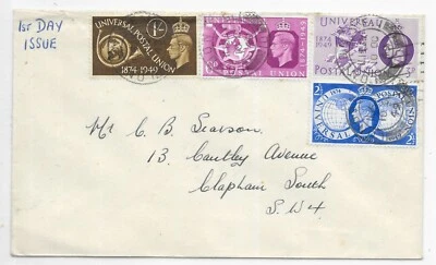 GB EARLY PLAIN F.D.C. 10/10/1949 SG 499-502 UPU 75th ANNIVERSARY - Image 1 of 3
