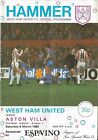 Football Programmewest Ham United V Aston Villa Mar 1982