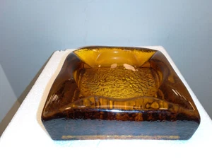 vintage blenko art glass ashtray heavy modern textured base VG - Picture 1 of 4