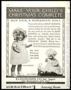 1928 REITER PUPPEN Dolly Rosenknospe und Baby Grübchen Antik Vintage DRUCK ANZEIGE - Bild 1 von 1