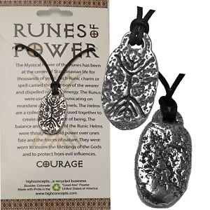 Amulett RUNEN DER MACHT MUT Nordischer Wikinger Wicca Anhänger mit Kordel - Bild 1 von 6