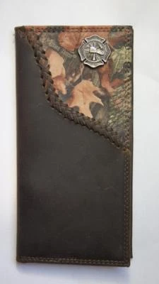 ZEP-PRO MALTESE CROSS Fireman Fence Row Camo Leather Roper Wallet ONLY NO BOX - Image 1 of 4