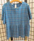 terra & sky pullover tartan striped baby doll top size 4x turquoise base color