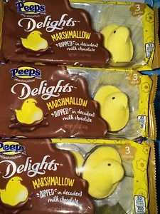 Peeps 3 Count Marshmallow Delights Chocolate Sumergido Pollo Amarillo - Lote de 3 - Imagen 1 de 1