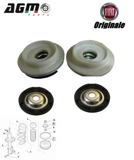 KIT 2 SUPPORTI E PIATTELLI AMMORTIZZATORI ORIGINALI FIAT 500 L PANDA 52027635 - Image 1 of 4