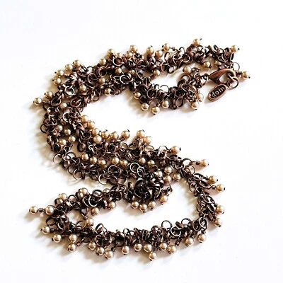 Antigo Colar Dom Dom Dominique Cohen Pérola de Cobre Frisado Corrente Pendurada Declaração 20" - Imagem 1 de 4