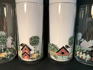 4 Corelle Garden Home Vogelhaus Becher Gläser 16 Unzen  5 3/4" groß - Bild 1 von 6
