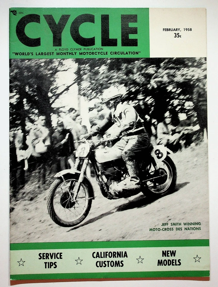 1958 February Cycle Motorcycle Magazine Royal Enfield Indian BSA Custom Bikes Foto 1 de 2