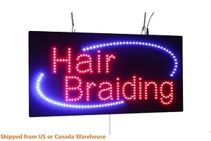 Hair Braiding Sign Neon Sign LED Open Sign Store Sign Business Sign Window Sign - Picture 1 of 8