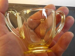 Vintage Fostoria Fairfax Topas gelb Mini offen Zucker Doppelgriff - Bild 1 von 2