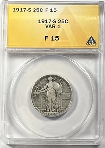 1917-S Type 1 Standing Liberty Quarter: ANACS F12 - Bild 1 von 4