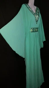 Abaya Vestido Maxi Kaftán Jellabiya Farasha de Noche Mariposa Look Free Size - Picture 1 of 3