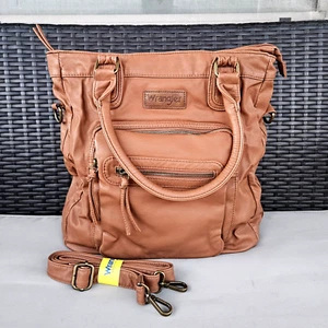 Wrangler Slouchy Multi Pocket Shoulder Bag for Women Washed Leather Purses Brown - Picture 1 of 8
