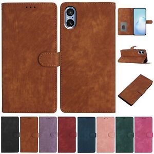 For iPhone 15 14 13 12 11 Sony Xperia 5 V Leather Wallet Stand Card Case Cover