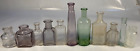LOT OF 11 Vintage Clear/Lavender/Green Glass Bottles Variety of Sizes and Shapes
