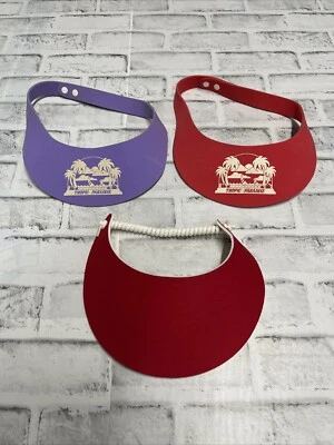 Vintage Hawaiian Beach Sun Visor Hat Plastic Red Purple Lot Of 3 Sun Tan 1980’s - Image 1 of 4
