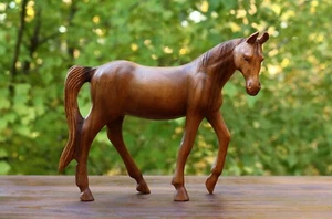 12" Wooden Hand Carved Walking Horse Figurine Statue Sculpture Handmade Decor - Picture 1 of 5
