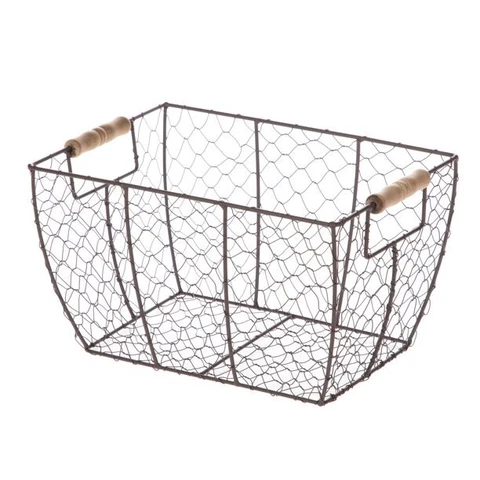 Mainstays Brown Chicken Wire Basket with Wood Handles Cover
