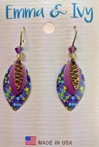 EMMA & IVY ARTWORK OHRRINGE - BOHO CHIC OHRHÄNGER LILA BLAU GOLD K409 - Bild 1 von 1