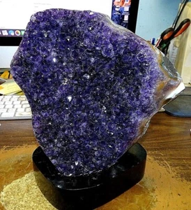 LARGE AMETHYST CRYSTAL CLUSTER GEODE FROM URUGUAY CATHEDRAL;POLISHED; STAND; - Picture 1 of 4