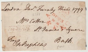 1799 RARO RED CROWN FREE L788 ON LONDON FRONT TO MRS COTONE IN BAGNO SOMERSET - Foto 1 di 2