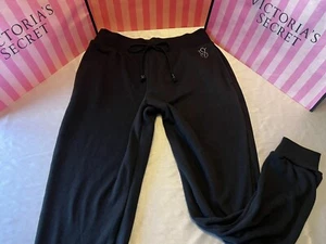 Victorias Secret Joggers Rhinestone Logo Small Black - Picture 1 of 2