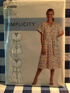 Simplicity Pattern #R10502 Misses Dress Tiered Waist Tie Buttons Pockets - Picture 1 of 2