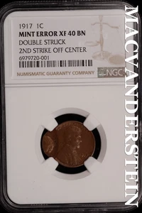 1917 Lincoln Wheat Cent - NGC Mint Error XF 40 BN Double Struck - #SLi779 - Picture 1 of 2