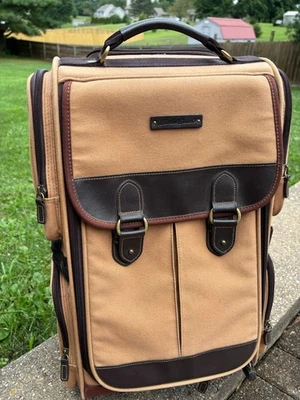 Maleta de viaje con ruedas Eddie Bauer equipaje de mano de lona marrón Foto 1 de 4