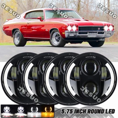 4pcs 5.75" LED Headlights Hi-Lo 6500K White for buick Electra LeSabre Skylark - Image 1 of 4