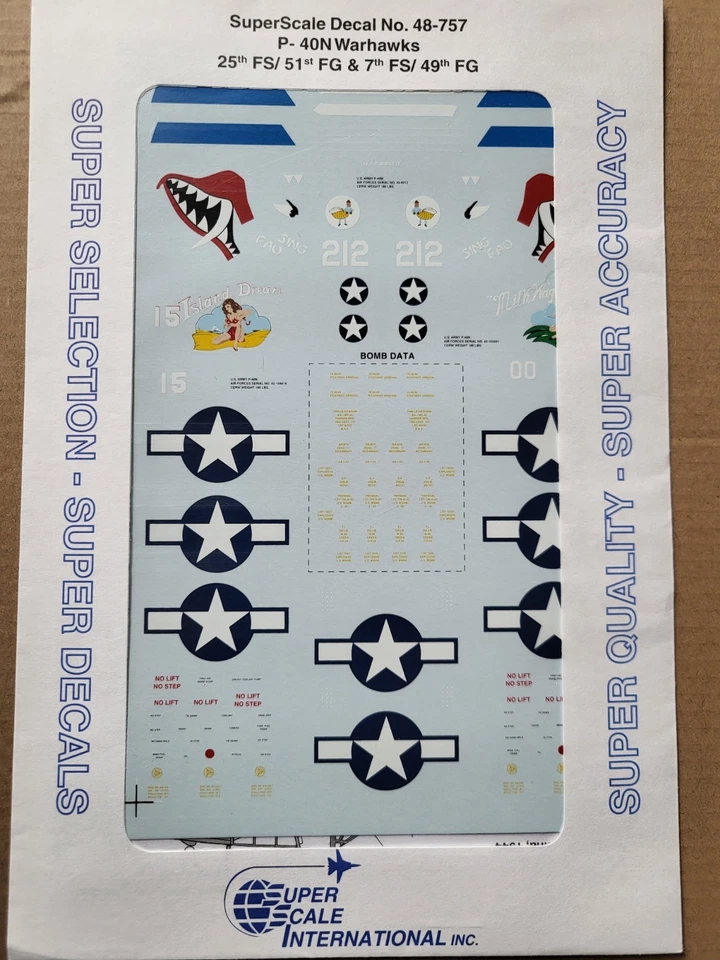 1/48 SuperScale Decal No 48-757 P-40 Warhawks