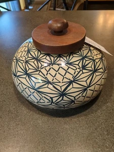 Surya Fenton DEKO GLAS Terrakotta & Naturholz Deckel Akzent STÜCK FTN-00 - Bild 1 von 3