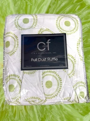 Falda de cama C&F tamaño completo polvo volantes blanco verde lima ráfaga círculos geométricos $75 Foto 1 de 4