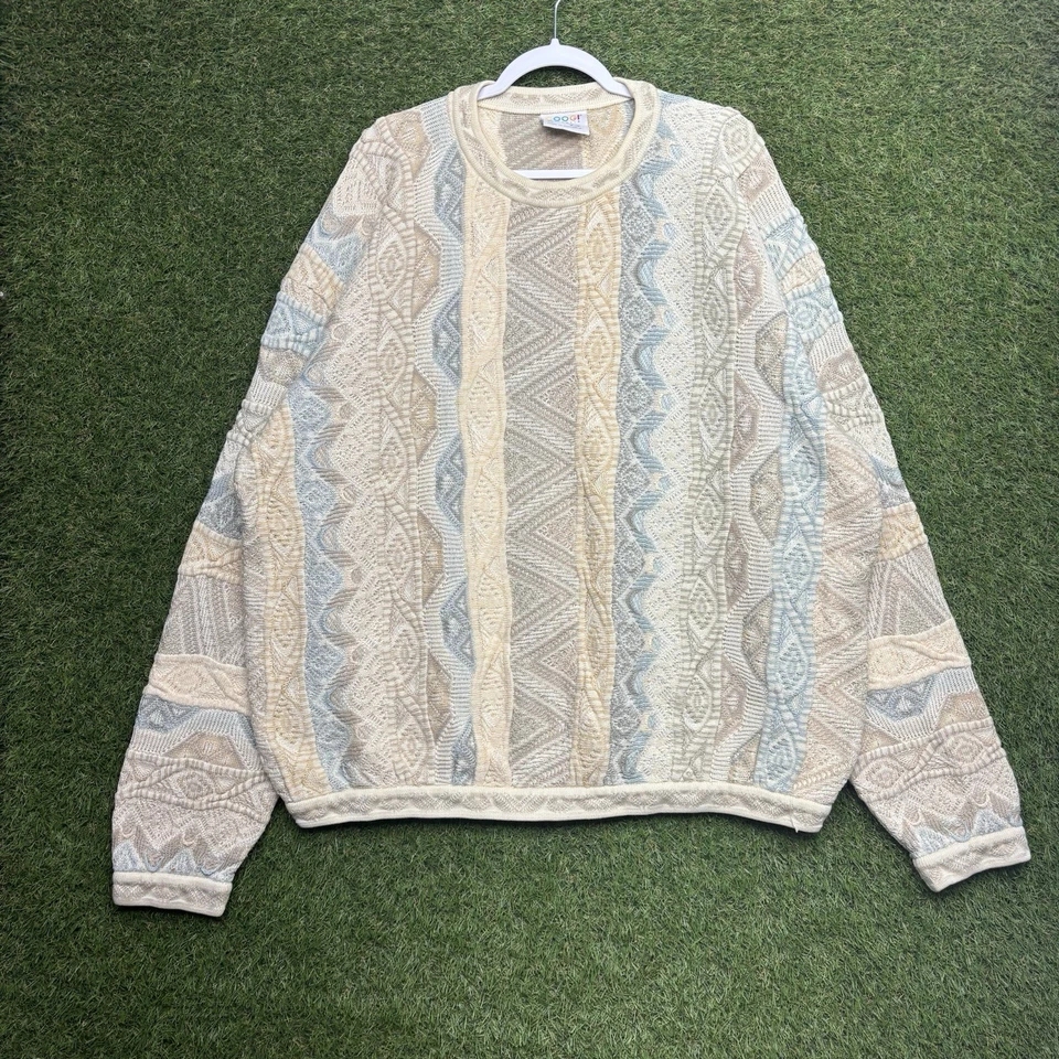 Vintage Authentic Coogi Australia Sweater Mens 3XL Cotton 3D Knit 90s y2k Earth - Image 1 of 4