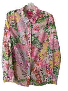 Blusa LILLY PULITZER Target Nosey Posey Floral Botón Pestaña Enrollable Manga L Perfecta - Imagen 1 de 20