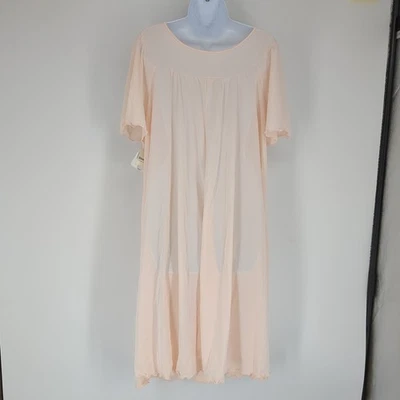 Vintage Shadowline Nightgown Opacitrique Nylon Peach Lace 1X NWT New With Tags - Image 1 of 4