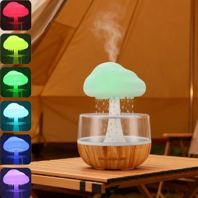 Portable Rain Cloud Humidifier 7Colours LED Night Light Aroma Diffuser 300ml - Image 1 of 4