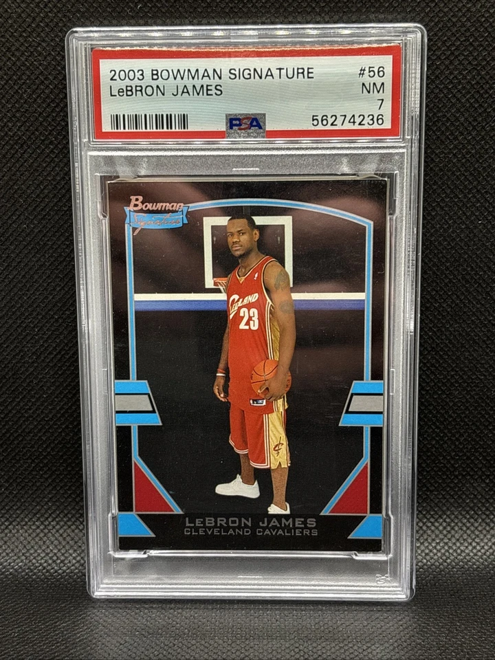 2003 BOWMAN SIGNATURE #56 LeBRON JAMES RC #/1250 PSA 7 - Image 1 of 3