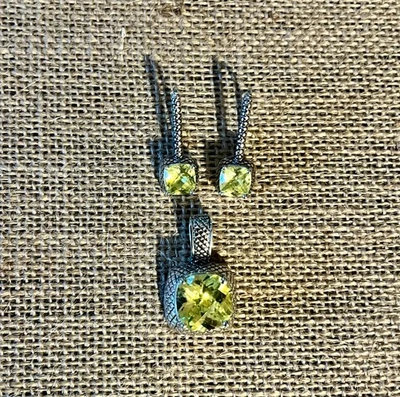 Pendientes colgantes Premier Designs amarillo citrino antiguos plateados firmados PD   Foto 1 de 4