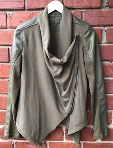 Blank NYC Womens Sz M Medium Jacket  Moro Zip Green Faux Suede Stretch - Picture 1 of 11