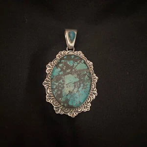 VINTAGE SCHÖNER DRFJR DAVID FREELAND STERLING TÜRKIS ANHÄNGER - Bild 1 von 4