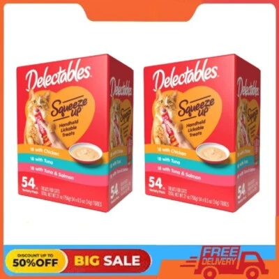 2Pack Hartz Delectables Squeeze Up Lickable Cat Treats,Flavor Variety Pack,0.5oz