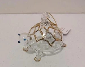 Schildkrötenornament ägyptisches geblasenes Glas 14K gold verziert neu mit Etikett Ägypten - Bild 1 von 3