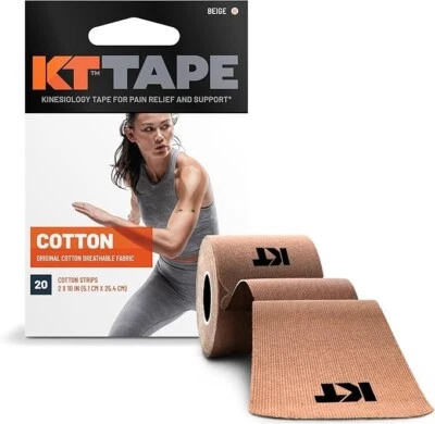 KT Tape Cotton Elastic Kinesiology Athletic Tape 20 Count 10” Precut Strips - Image 1 of 2