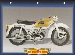 CARTE FICHE MOTO   ARIEL ARROW SUPER SPORTS 1963 .  NEUVE - Picture 1 of 1