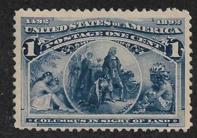 US # 230 (1893) Columbus in Sight of Land 1c - Mint, not hinged - FVF - Image 1 of 2